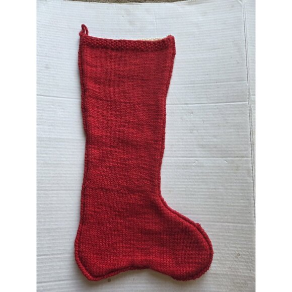 Berek Red Wool Christmas Stocking Hand Knit Tree 20" - Picture 6 of 8